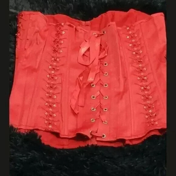 Lace Up Satin Corset Bustier Body Shaper Strapless - Picture 4 of 6